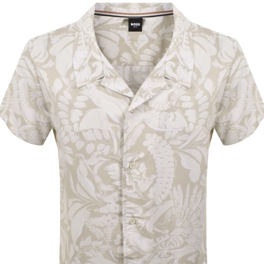 Image number 2 for BOSS Short Sleeve Beach Shirt Beige