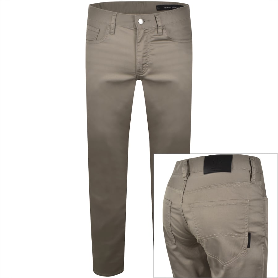 Image number 1 for Armani Exchange J14 Skinny Fit Trousers Khaki