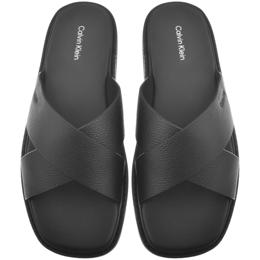Image number 1 for Calvin Klein Moulded Cross Leather Sandals Black