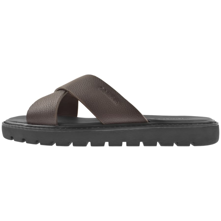 Image number 2 for Calvin Klein Moulded Cross Leather Sandals Burgund