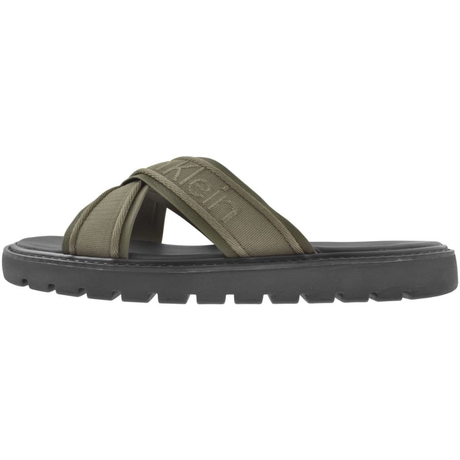Image number 2 for Calvin Klein Moulded Cross Sandals Lichen Green