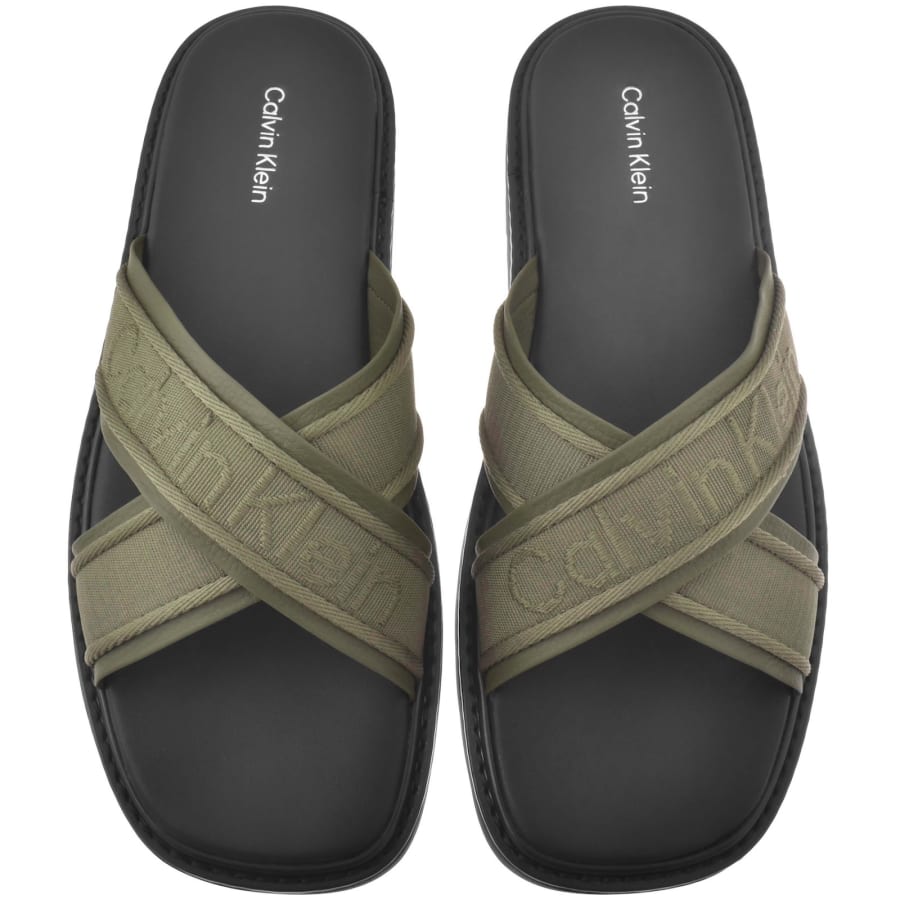 Image number 1 for Calvin Klein Moulded Cross Sandals Lichen Green