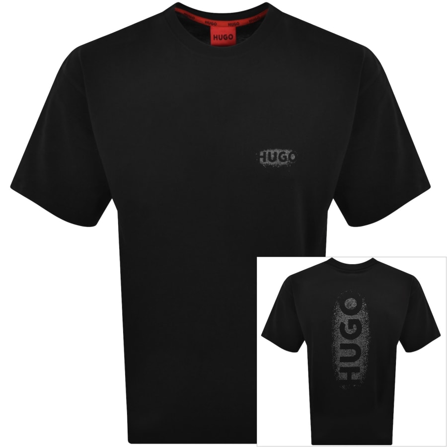 Image number 1 for HUGO Loose Fit Spray Logo T Shirt Black