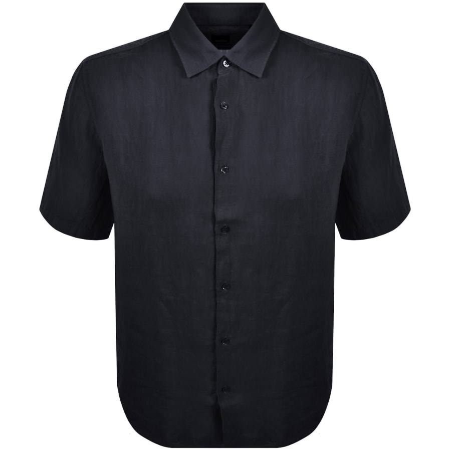 Image number 1 for BOSS Rash 2 Short Sleeved Linen Shirt Navy