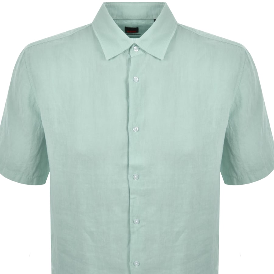 Image number 2 for BOSS Rash 2 Short Sleeved Linen Shirt Green