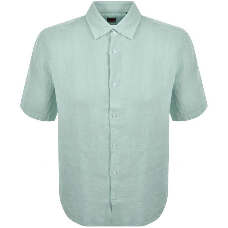 Image number 1 for BOSS Rash 2 Short Sleeved Linen Shirt Green