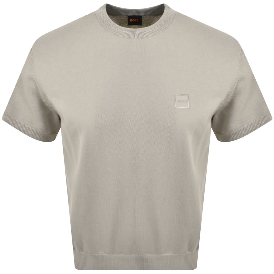 Image number 1 for BOSS Kanacho Knit T Shirt Open Grey