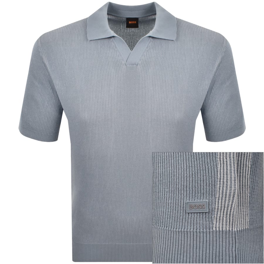 Image number 1 for BOSS Aravolo Knit Polo Shirt Light Blue