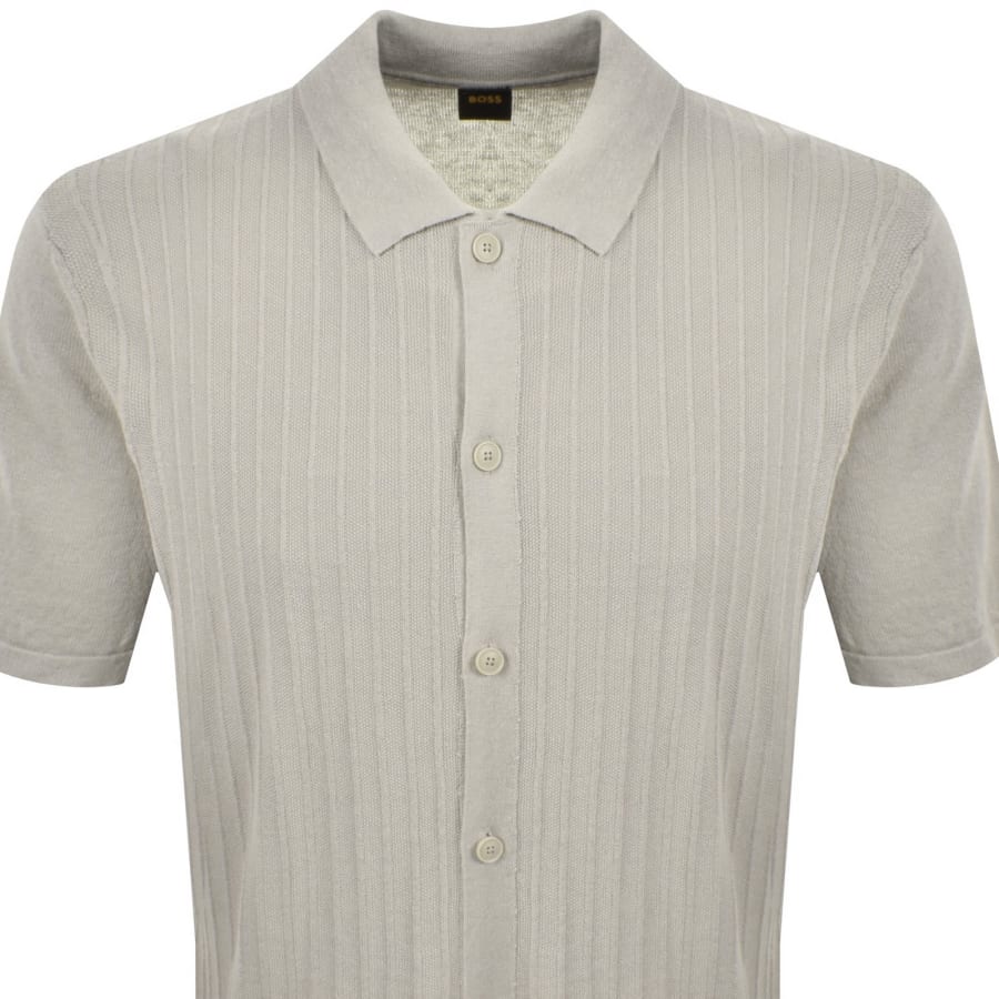 Image number 2 for BOSS Amicino Knit Polo T Shirt Open Grey