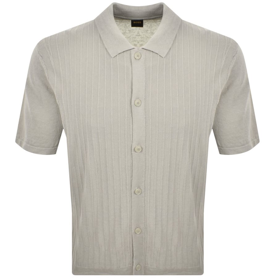 Image number 1 for BOSS Amicino Knit Polo T Shirt Open Grey