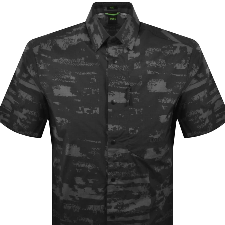 Image number 2 for BOSS Globe Print Short Sleeved Shirt Black