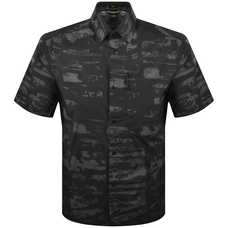 Image number 1 for BOSS Globe Print Short Sleeved Shirt Black