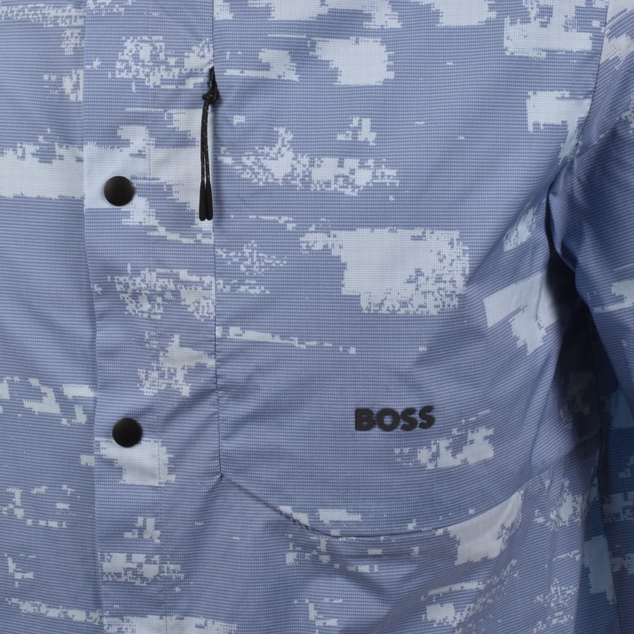 Image number 3 for BOSS Globe Print Short Sleeved Shirt Light Blue