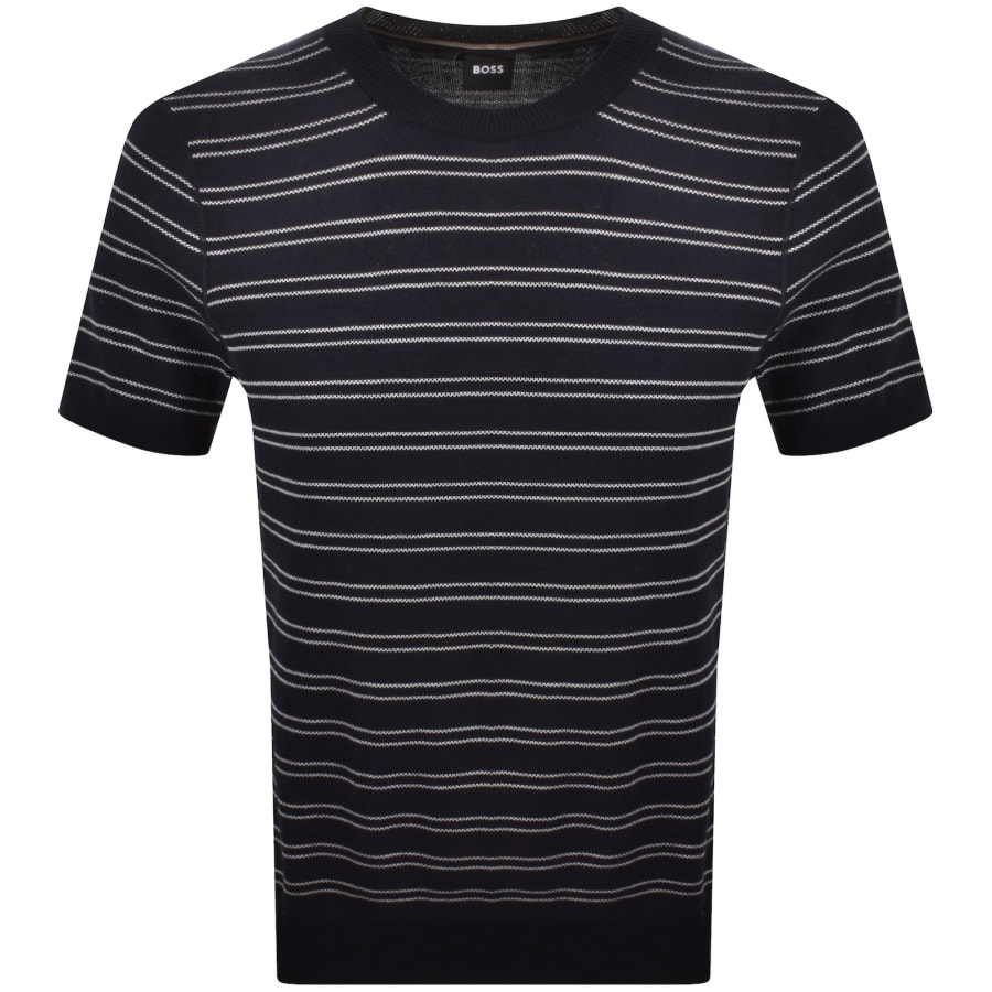 Image number 1 for BOSS Nalon Knit T Shirt Navy