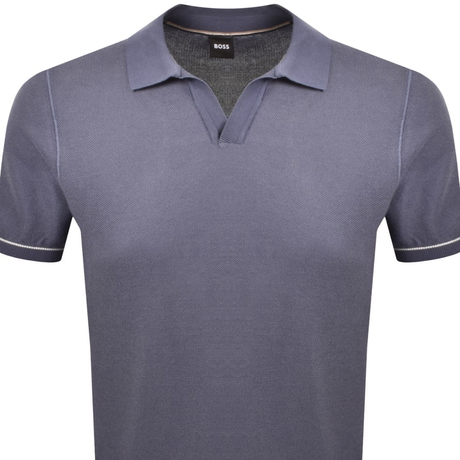 Image number 2 for BOSS Knit Polo Jumper Blue
