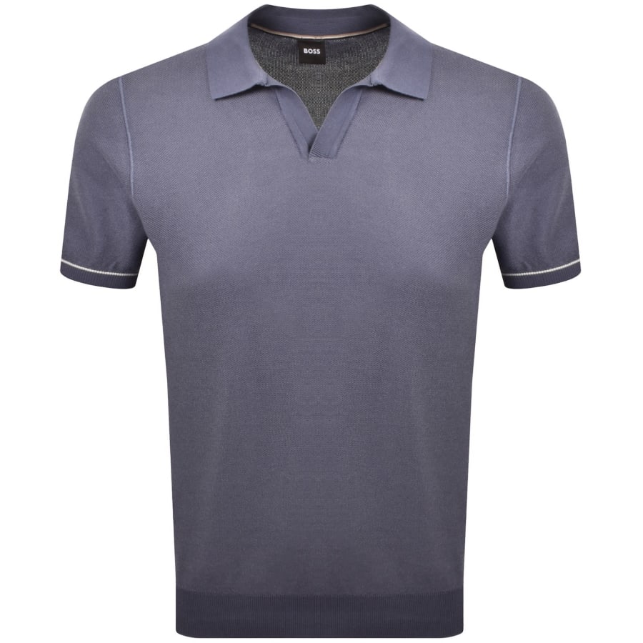 Image number 1 for BOSS Knit Polo Jumper Blue