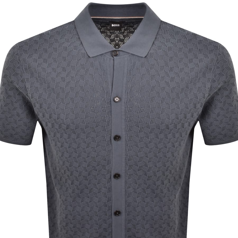 Image number 2 for BOSS Nappo Knit Polo Jumper Blue