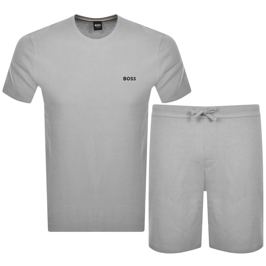 Image number 1 for BOSS Waffle Short Set Grey