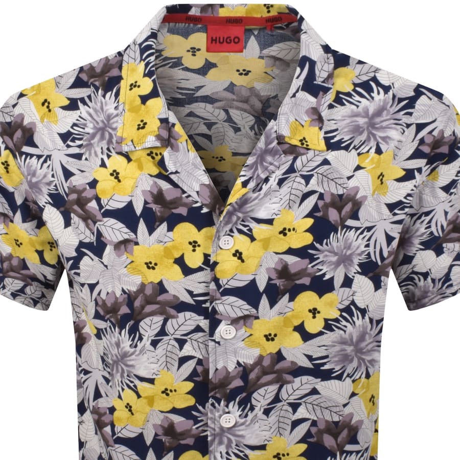 Image number 2 for HUGO Relaxed Short Sleeve Beach Shirt Navy