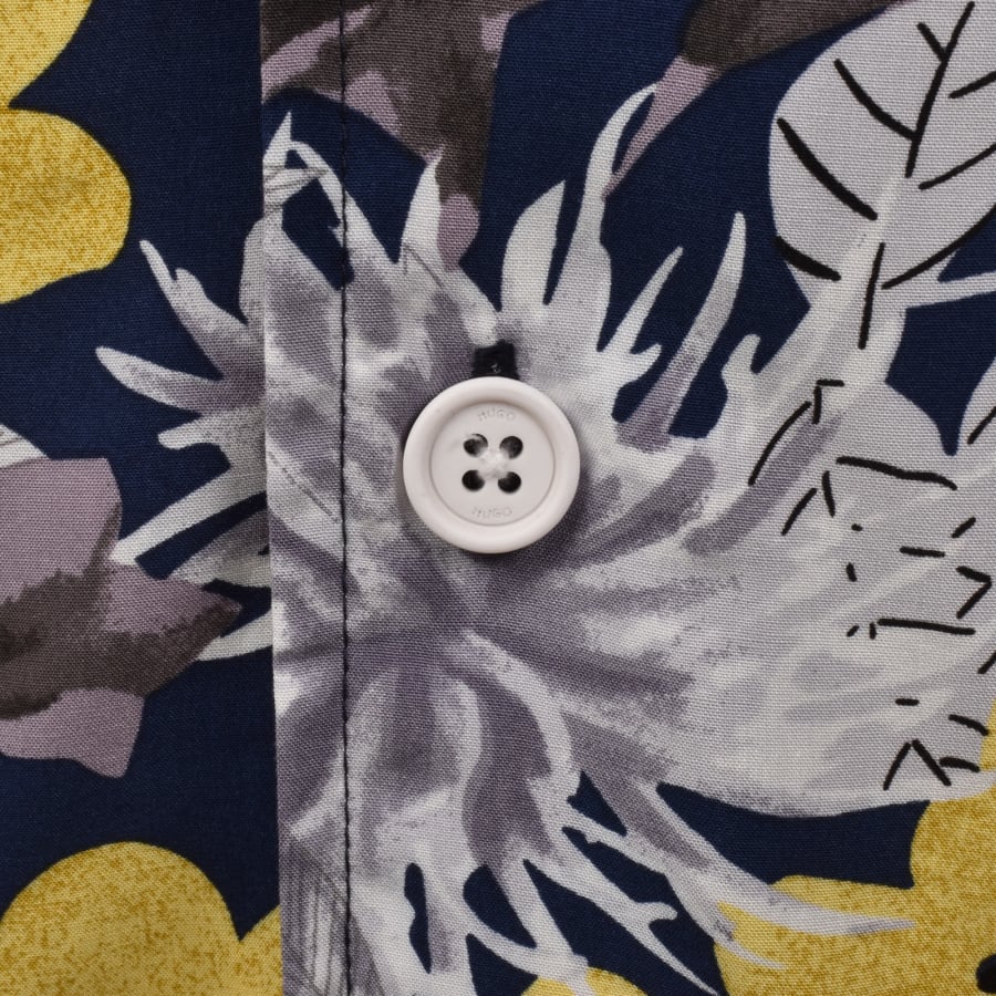 Image number 3 for HUGO Relaxed Short Sleeve Beach Shirt Navy