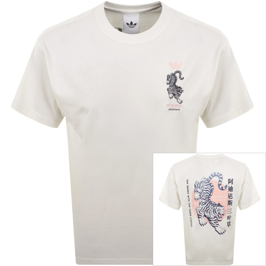 Image number 1 for adidas Originals Tiger Graphic T Shirt Core White
