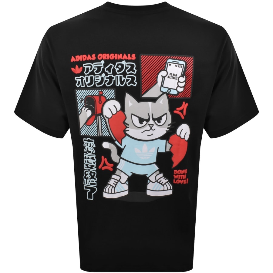 Image number 4 for adidas Originals V-Day Cat Graphic T Shirt Black