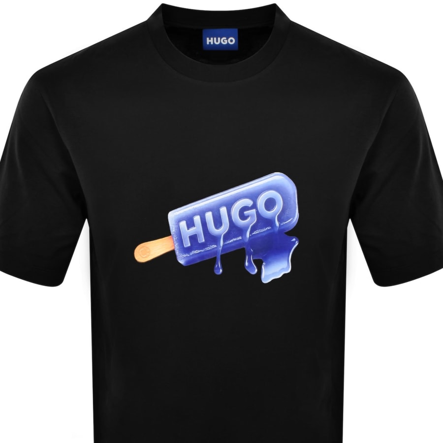 Image number 2 for HUGO Blue Noglasy Graphic T Shirt Black