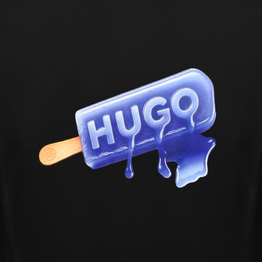 Image number 3 for HUGO Blue Noglasy Graphic T Shirt Black