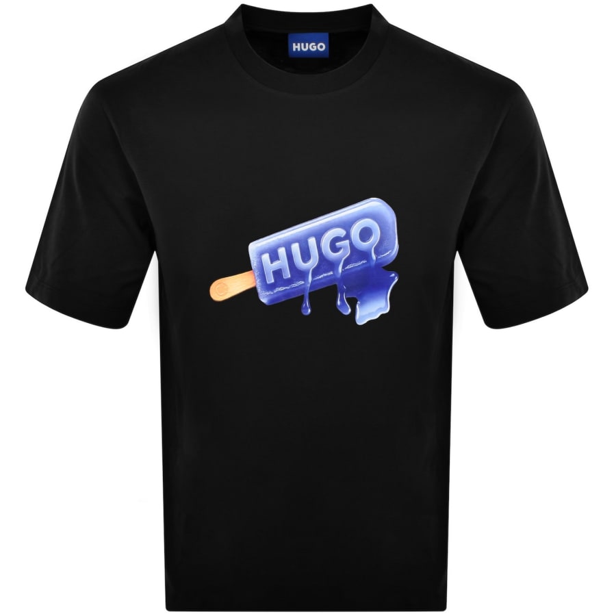 Image number 1 for HUGO Blue Noglasy Graphic T Shirt Black