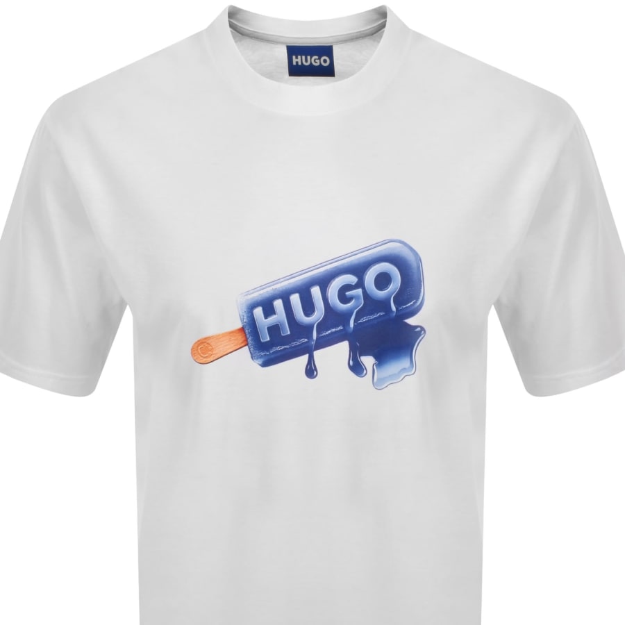 Image number 2 for HUGO Blue Noglasy Graphic T Shirt White