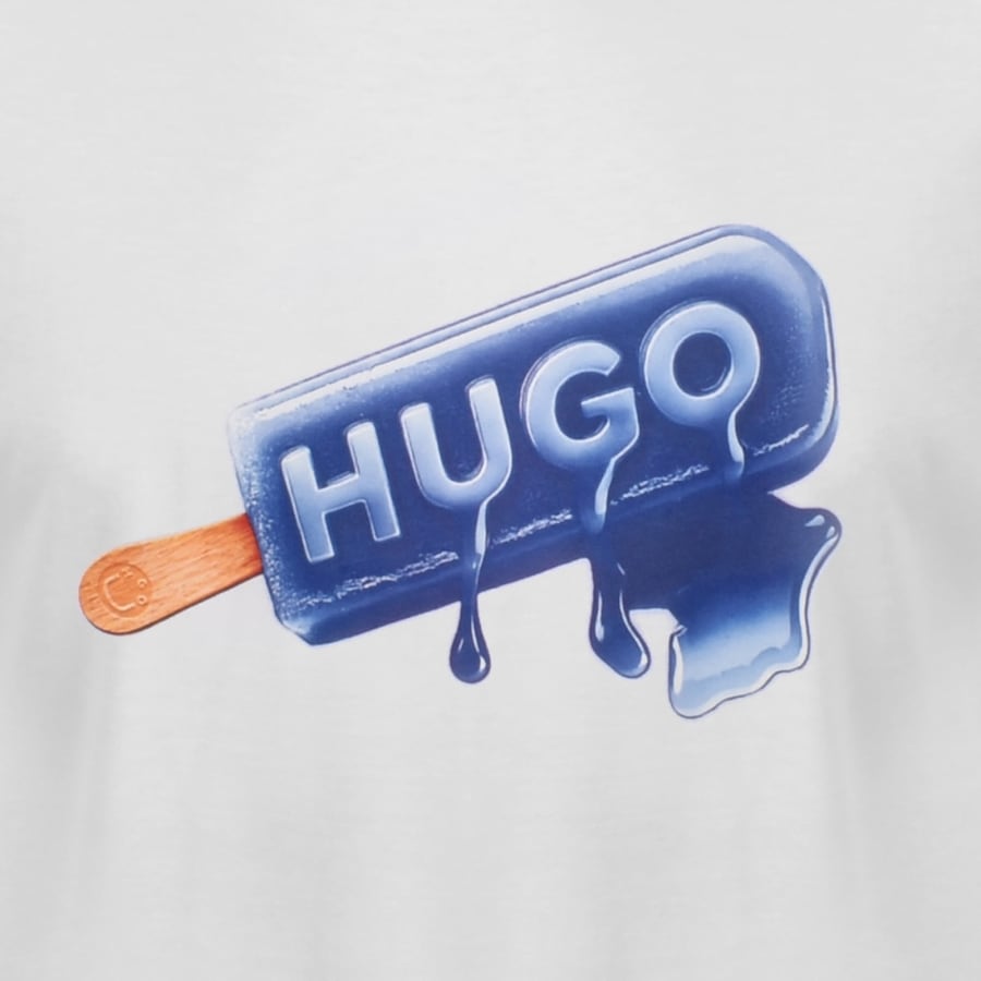 Image number 3 for HUGO Blue Noglasy Graphic T Shirt White