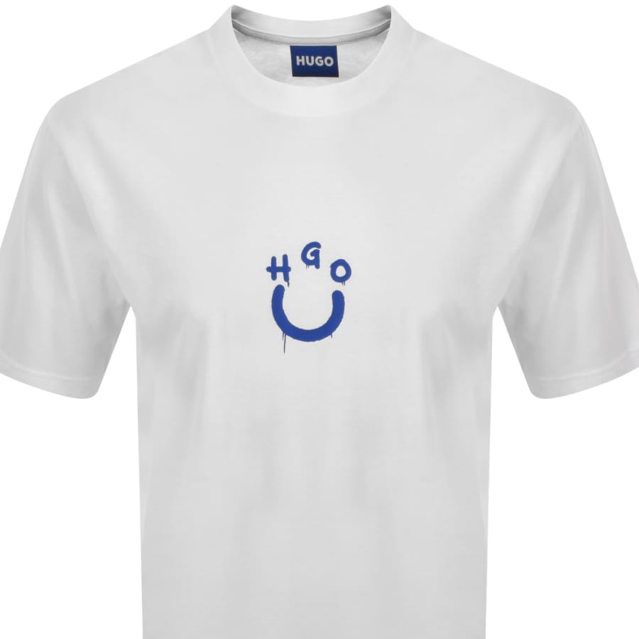Image number 2 for HUGO Blue Happy HUGO Logo T Shirt White