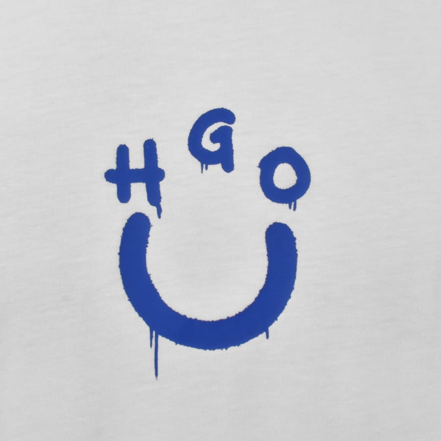 Image number 3 for HUGO Blue Happy HUGO Logo T Shirt White