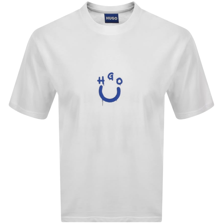 Image number 1 for HUGO Blue Happy HUGO Logo T Shirt White