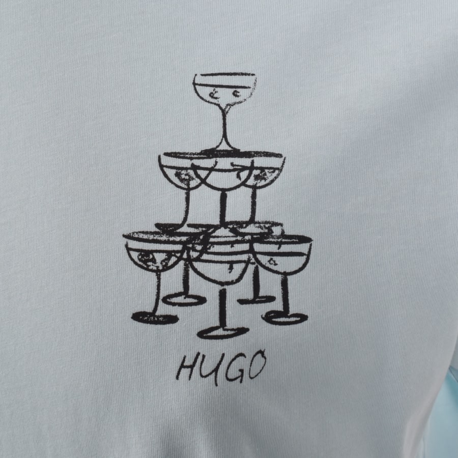 Image number 4 for HUGO Blue Printed Artwork T Shirt Blue