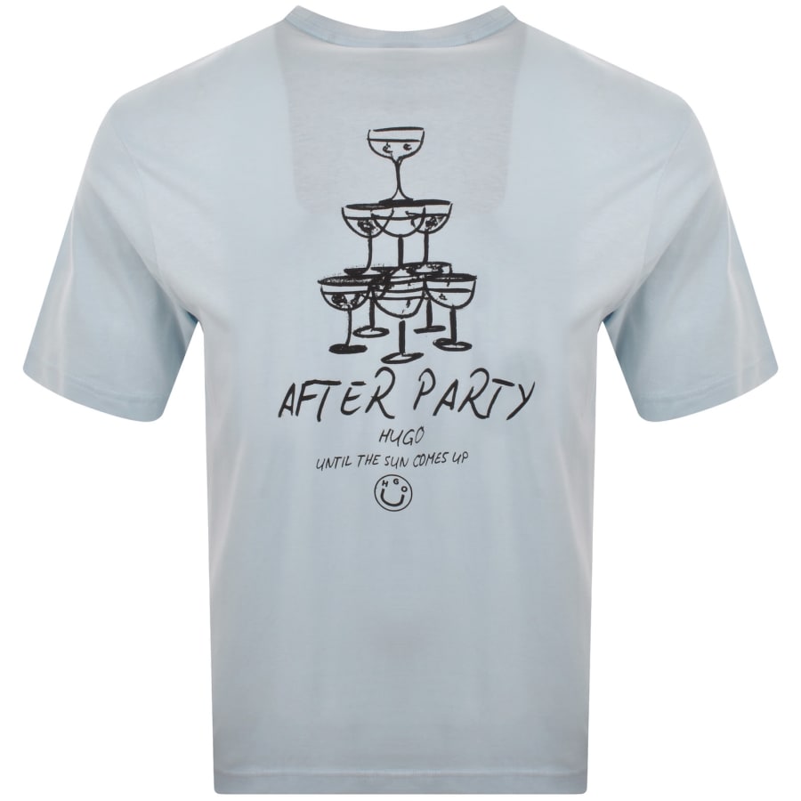 Image number 5 for HUGO Blue Printed Artwork T Shirt Blue