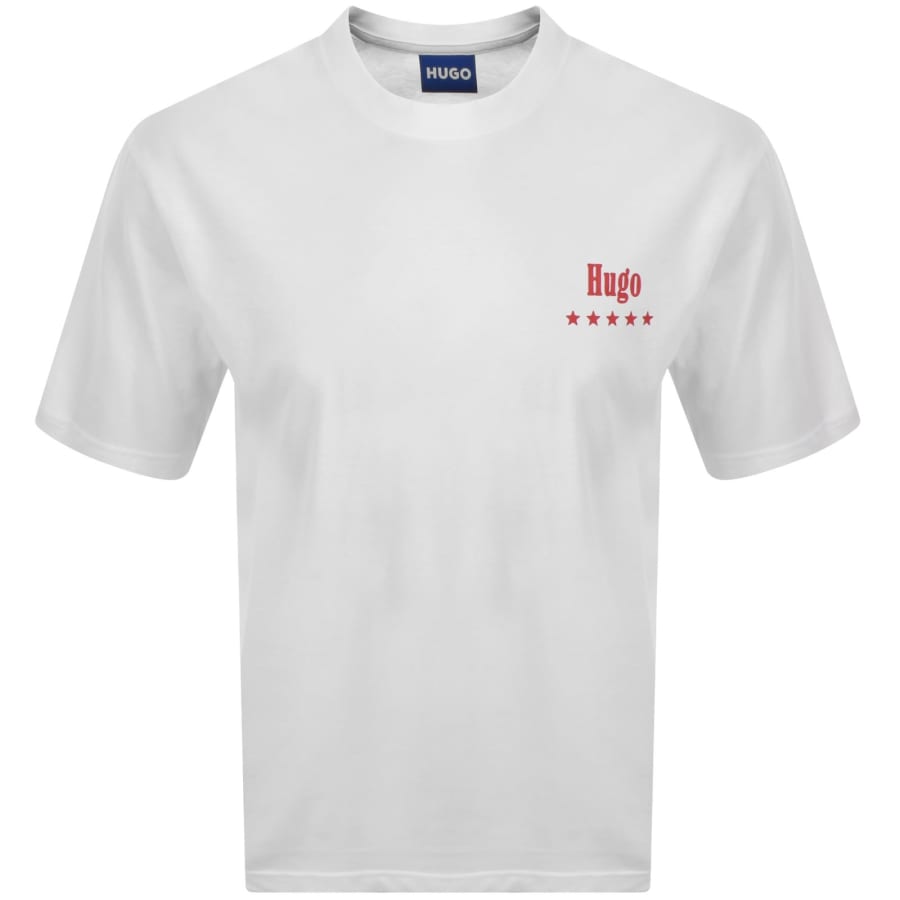 Image number 2 for HUGO Blue Printed Artwork T Shirt White