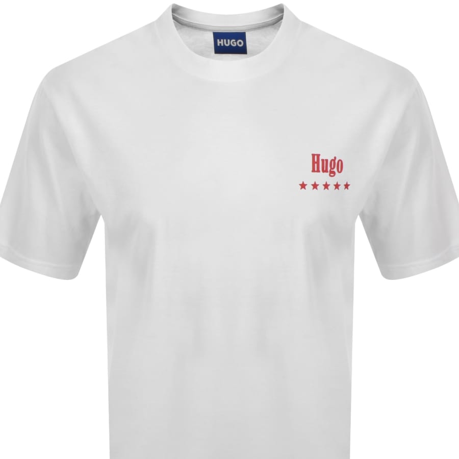 Image number 3 for HUGO Blue Printed Artwork T Shirt White