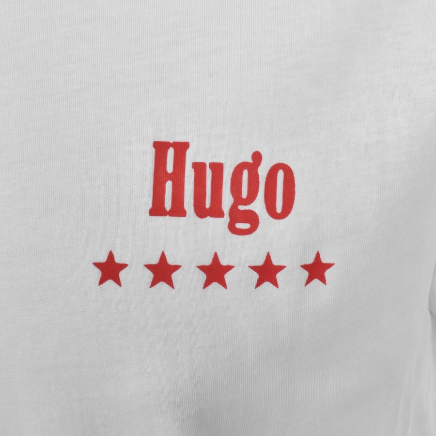 Image number 4 for HUGO Blue Printed Artwork T Shirt White