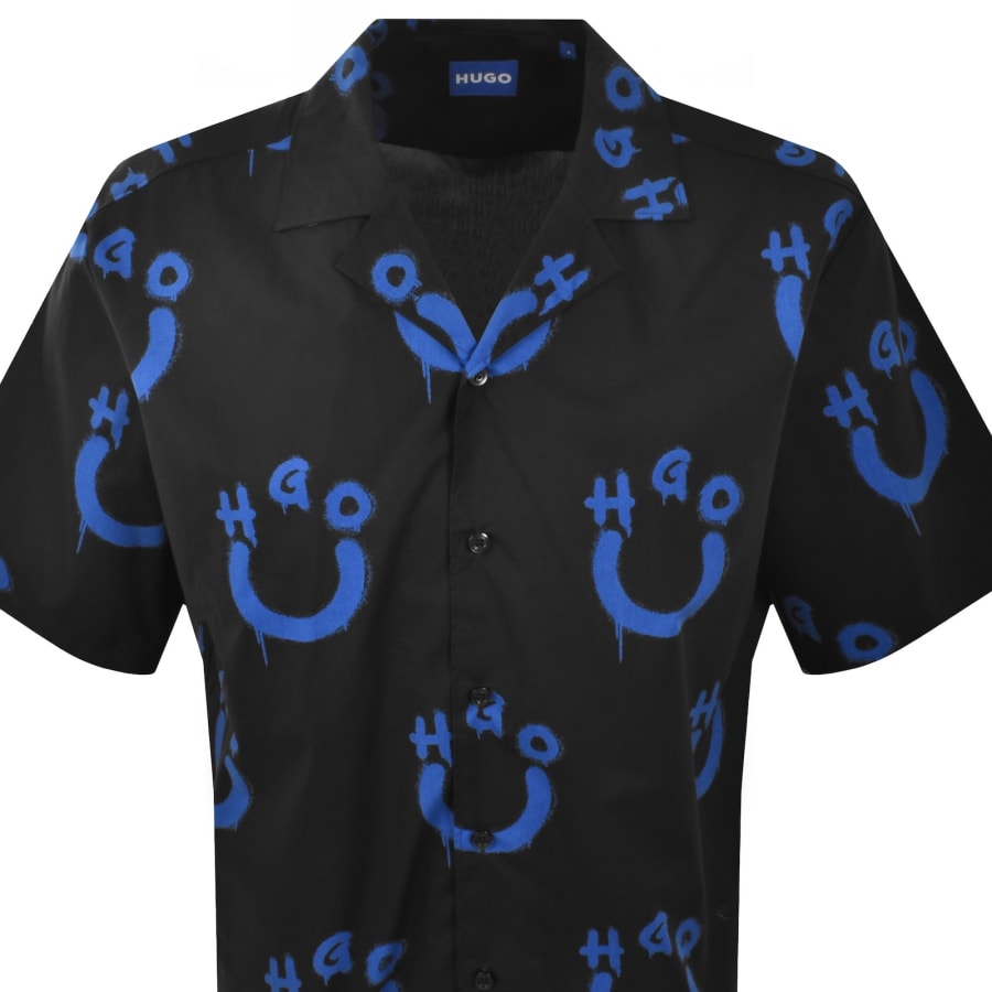 Image number 2 for HUGO Blue All Over Print Shirt Black