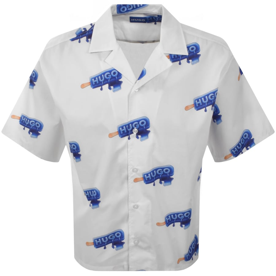 Image number 1 for HUGO Blue All Over Print Shirt White