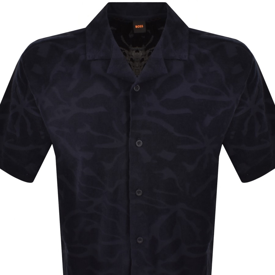 Image number 2 for BOSS We Flower Towel Polo Shirt Navy