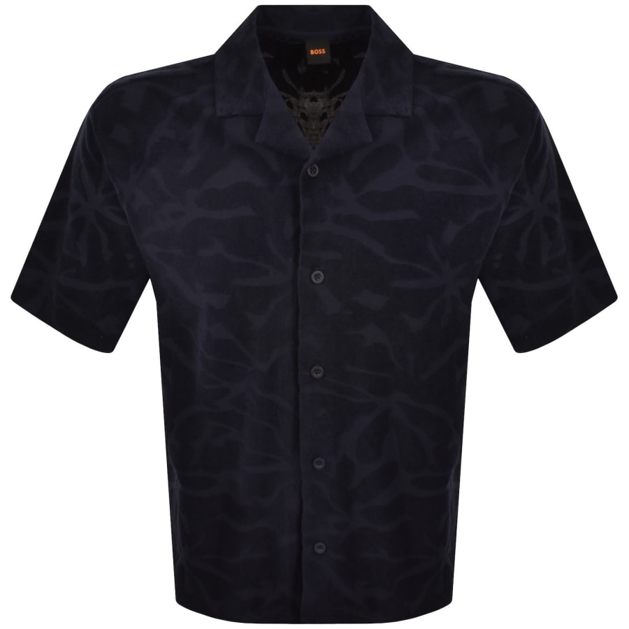 Image number 1 for BOSS We Flower Towel Polo Shirt Navy