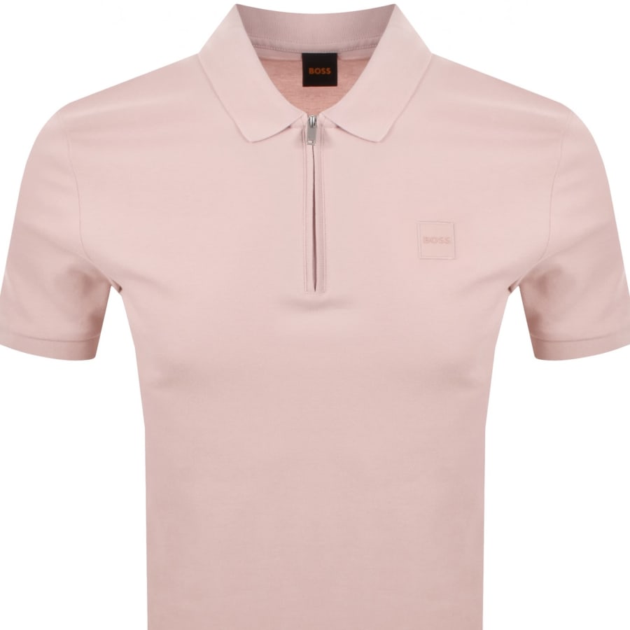 Image number 2 for BOSS Passerzip Polo T Shirt Light Pink