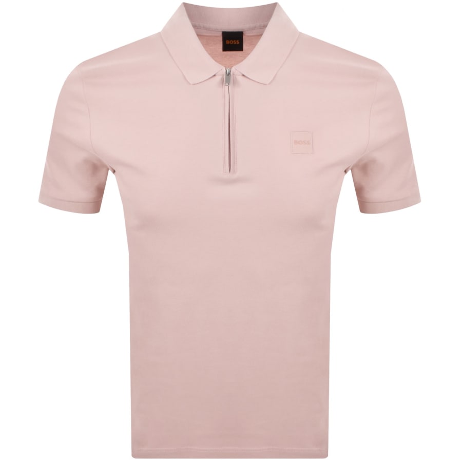 Image number 1 for BOSS Passerzip Polo T Shirt Light Pink