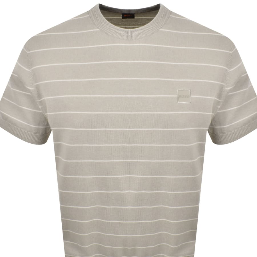 Image number 2 for BOSS Kanacho Knit T Shirt Open Grey