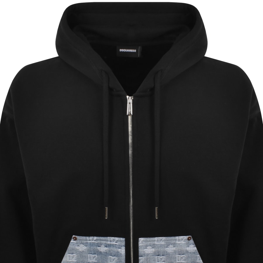 Image number 2 for DSQUARED2 Denim Mix Hoodie Black