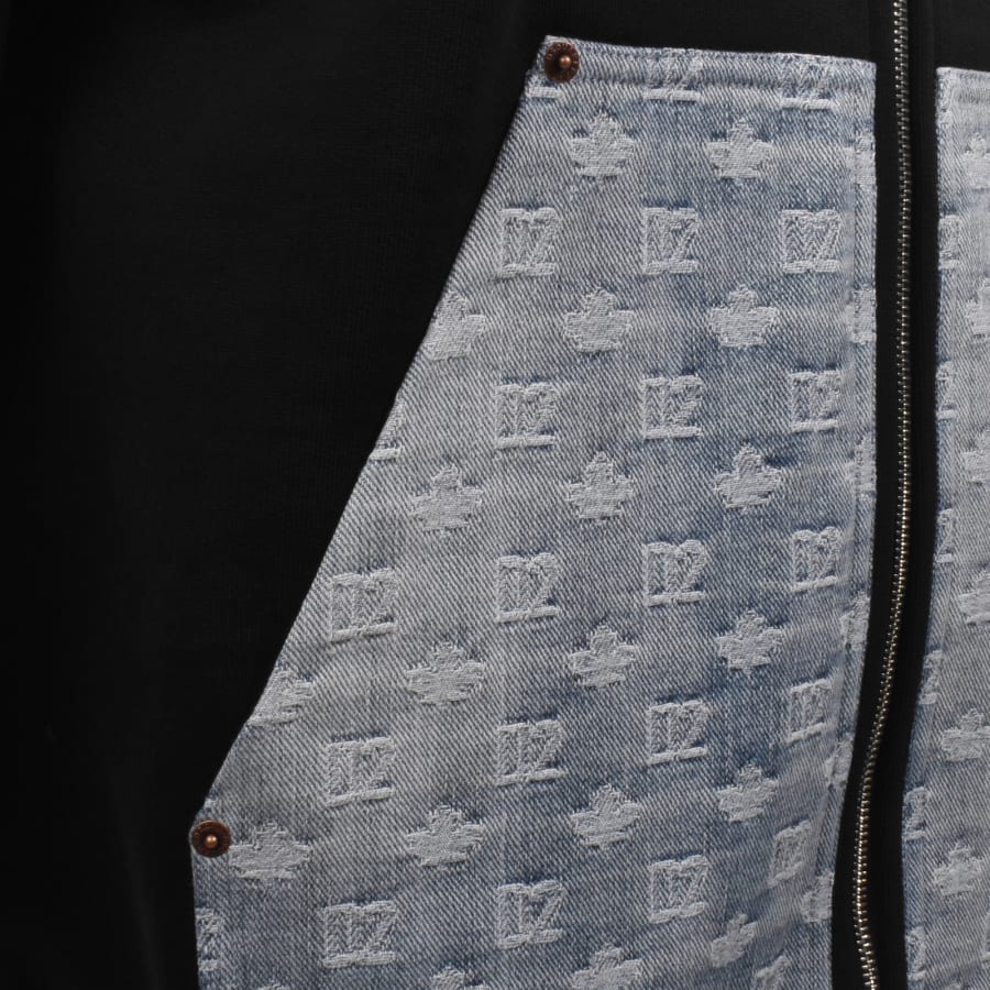 Image number 4 for DSQUARED2 Denim Mix Hoodie Black