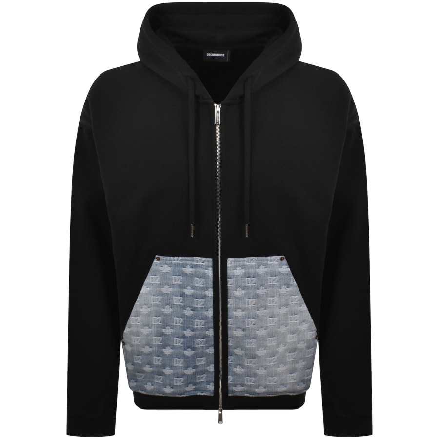 Image number 1 for DSQUARED2 Denim Mix Hoodie Black