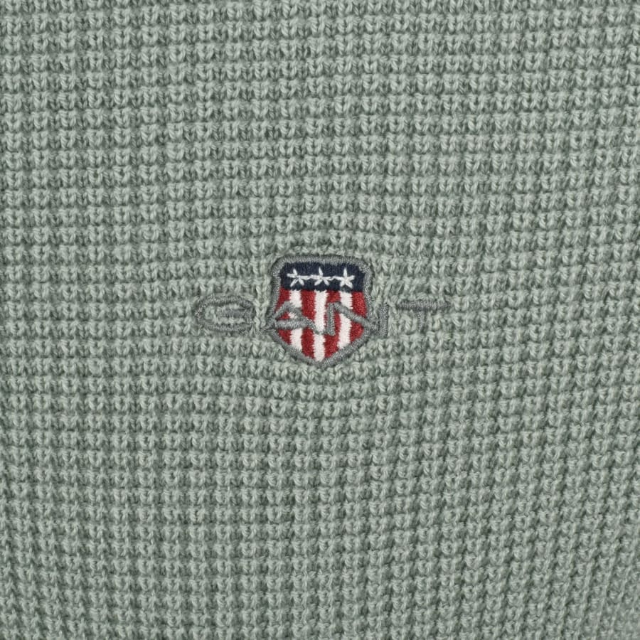 Image number 3 for Gant Half Zip Knit Jumper Ceramic Grey
